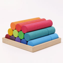 Grimms Large Building Rollers Rainbow - Number Play - The Modern Playroom