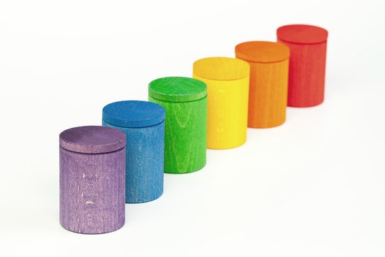 6 Coloured Cups with Cover