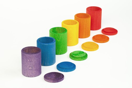 6 Coloured Cups with Cover