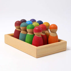 Grimms 12 Rainbow Friends Cherrywood - Number Play - The Modern Playroom
