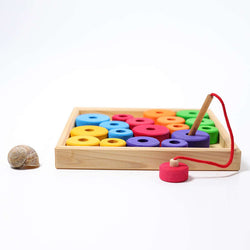Grimms Threading with Wooden Tray - Number Play - The Modern Playroom
