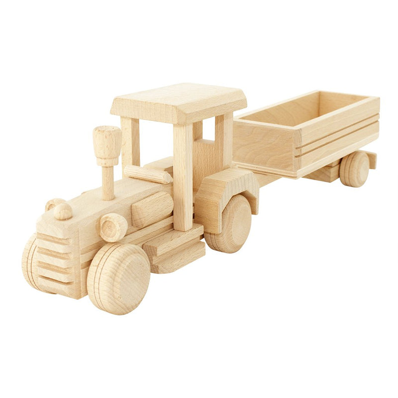 Wooden Tractor with Trailer