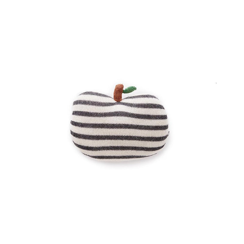 Mini Apple Pillow-Dark Grey/White Stripes