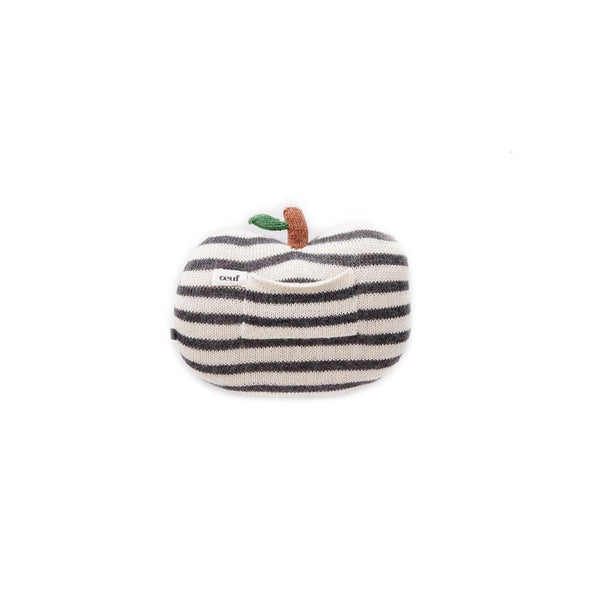 Mini Apple Pillow-Dark Grey/White Stripes